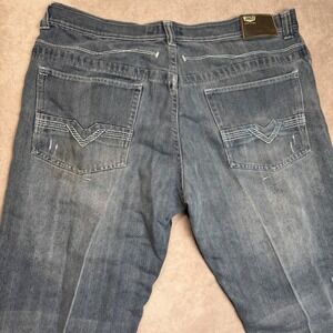 Jinzu Jeans 44x34 Light Distressed Dark-Wash Y2K Wide Leg